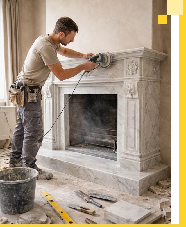 Изготовление и установка мраморных каминов в Дмитрах под ключ