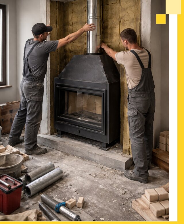 Изготовление и монтаж закрытых каминов в Дмитрах под ключ