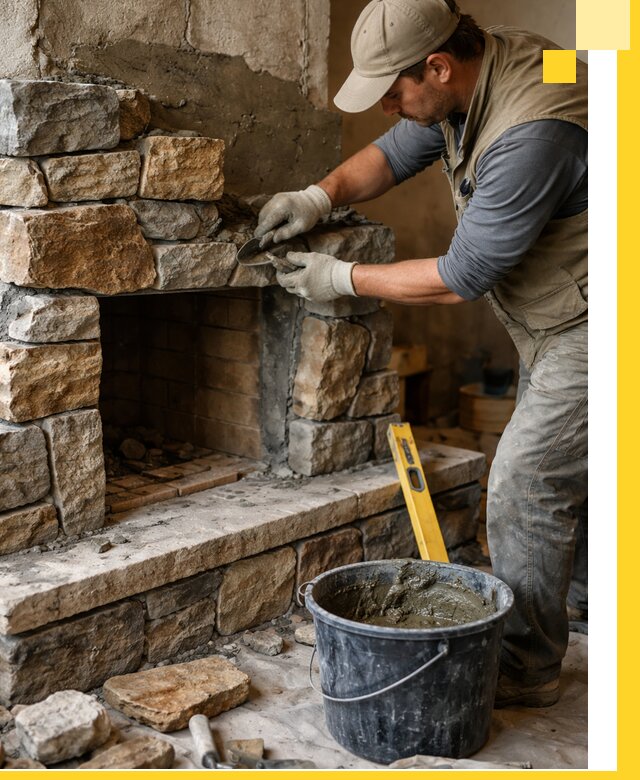 Изготовление и установка каменных каминов под ключ в Дмитрах