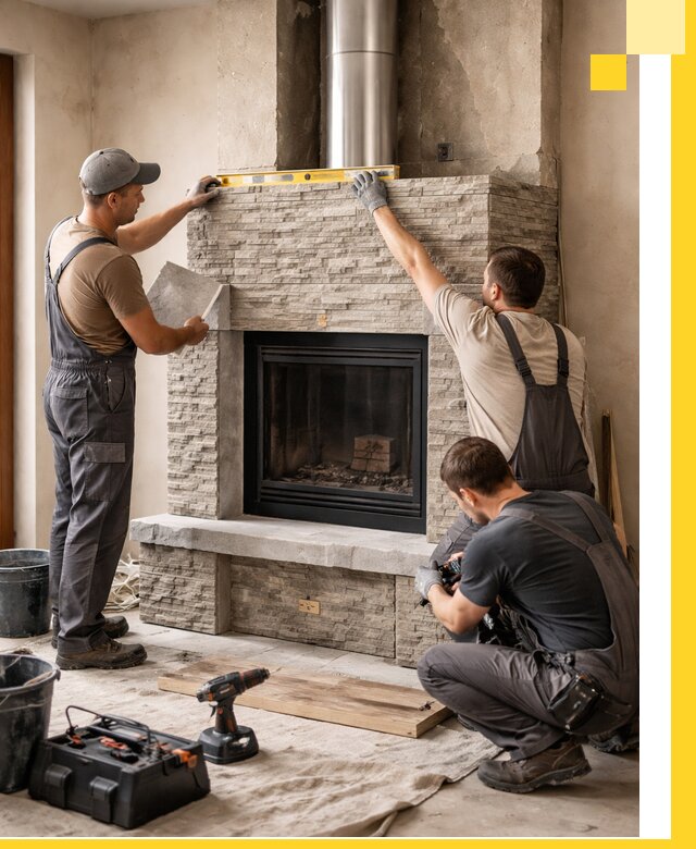 Профессиональный монтаж каминов под ключ в Дмитрах для дома