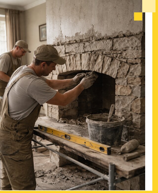 Изготовление каминов под ключ в Дмитрах, монтаж и отделка