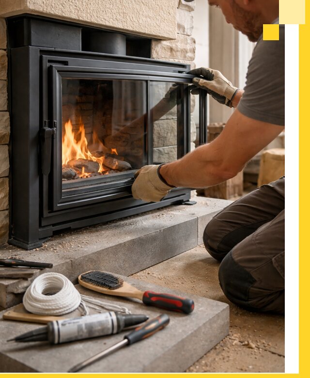 Производство, монтаж и доставка каминов со стеклом в Дмитрах