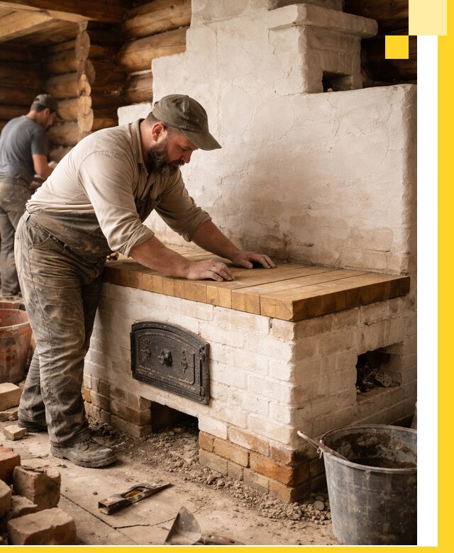 Проектирование и установка русской печи с лежанкой в Дмитрах