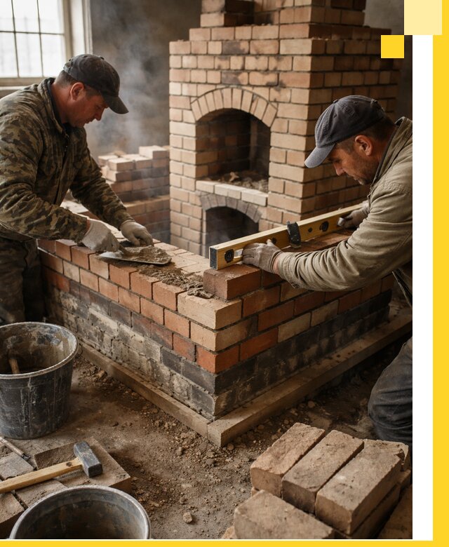 Изготовление и монтаж печей и каминов из кирпича в Дмитрах