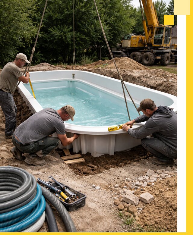 Установка и монтаж композитных бассейнов под ключ в Дмитрах