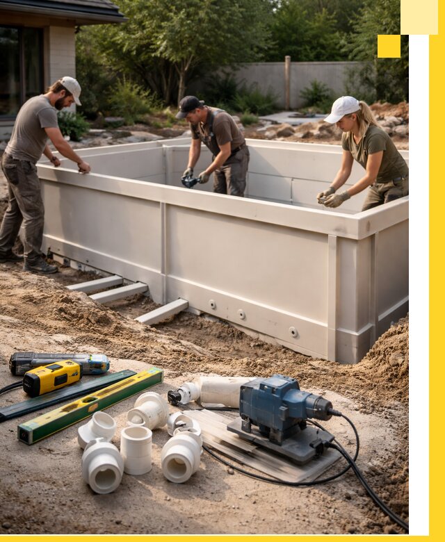 Установка полипропиленовых бассейнов под ключ в Дмитрах