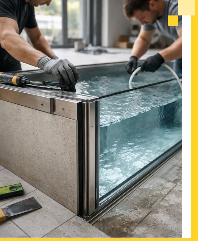 Проектирование и монтаж стеклянных бассейнов в Дмитрах