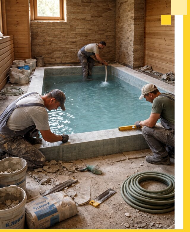 Проектирование и строительство бассейнов для бани в Дмитрах