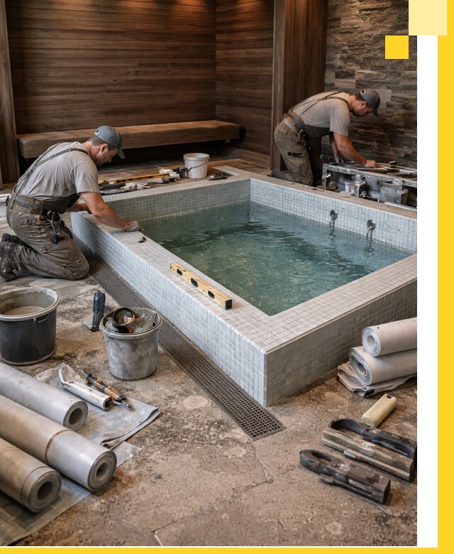 Установка и строительство бассейнов для сауны в Дмитрах