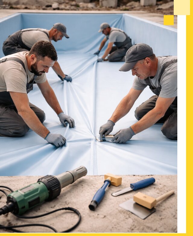 ПВХ пленка для бассейнов с монтажом и гарантией в Дмитрах