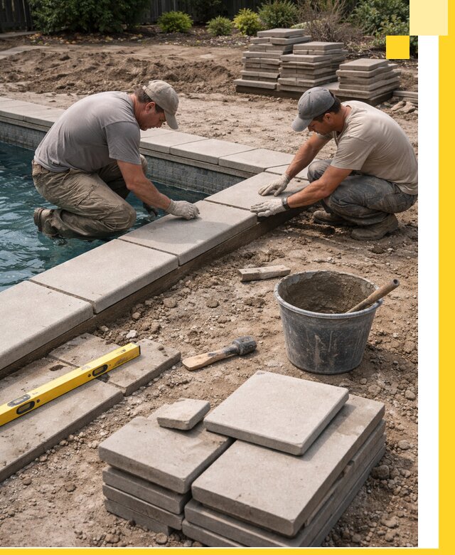 Установка и изготовление копингового камня для бассейнов в Дмитрах