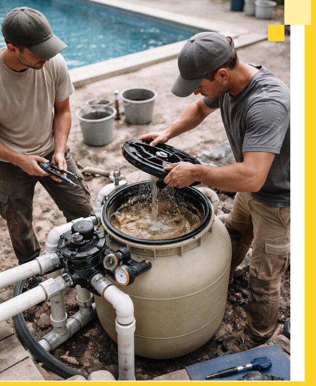 Установка и обслуживание песочных фильтров для бассейнов в Дмитрах