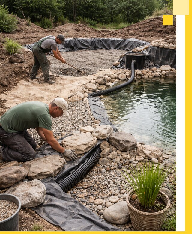 Строительство природных бассейнов и озер в Дмитрах под ключ