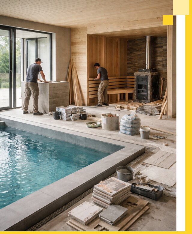 Проектирование и строительство бань с бассейном в Дмитрах