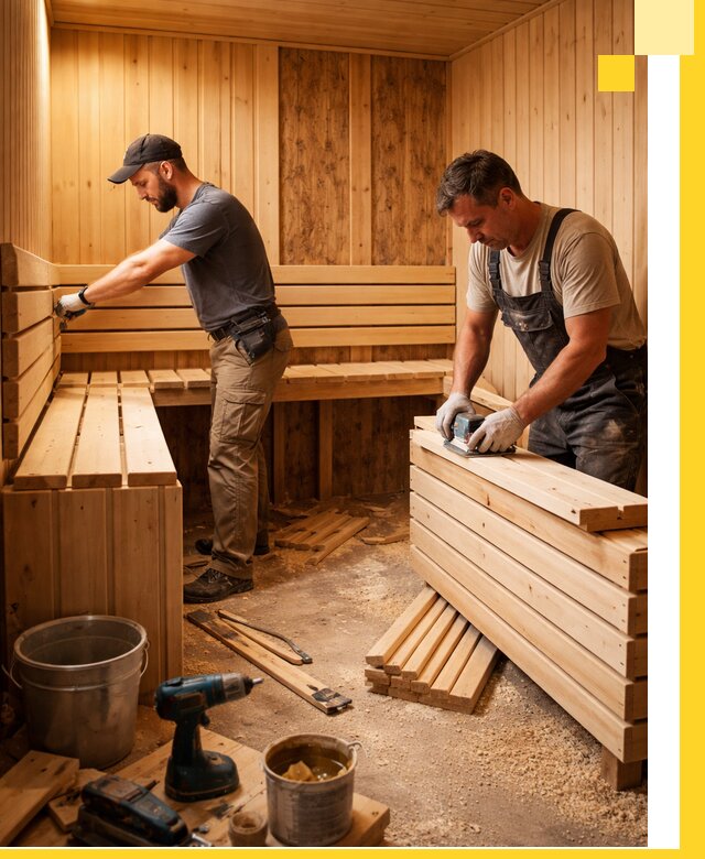 Профессиональный комплексный ремонт саун под ключ в Дмитрах