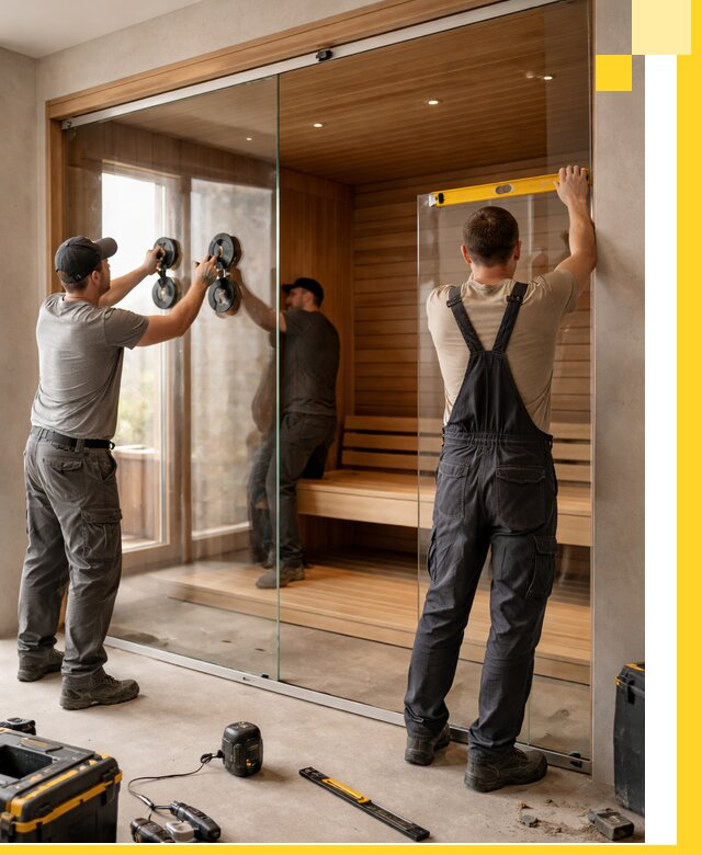 Производство и монтаж стеклянных саун под ключ в Дмитрах