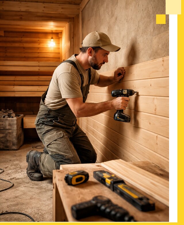 Профессиональная внутренняя отделка бани в Дмитрах под ключ