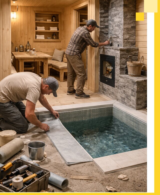 Строительство бань с комнатой отдыха под ключ в Дмитрах