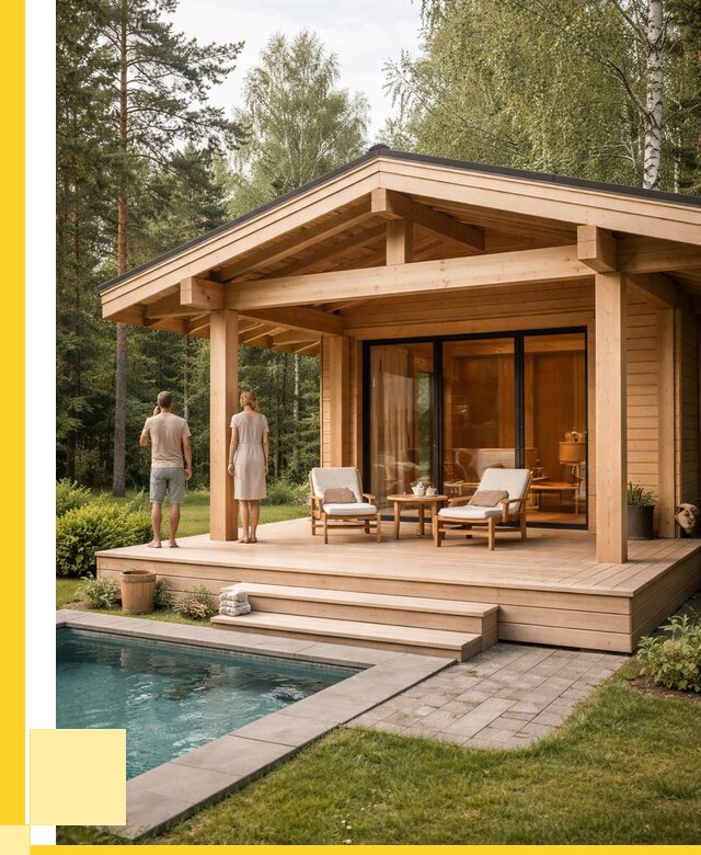 Бани с террасой под ключ в Дмитрах от 643200 р. | ЭриданДмв