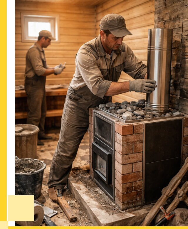 Монтаж печи в бане под ключ в Дмитрах от 21440 р. | ЭриданДмв