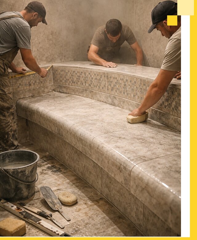 Изготовление и установка сидений для хамама в Дмитрах