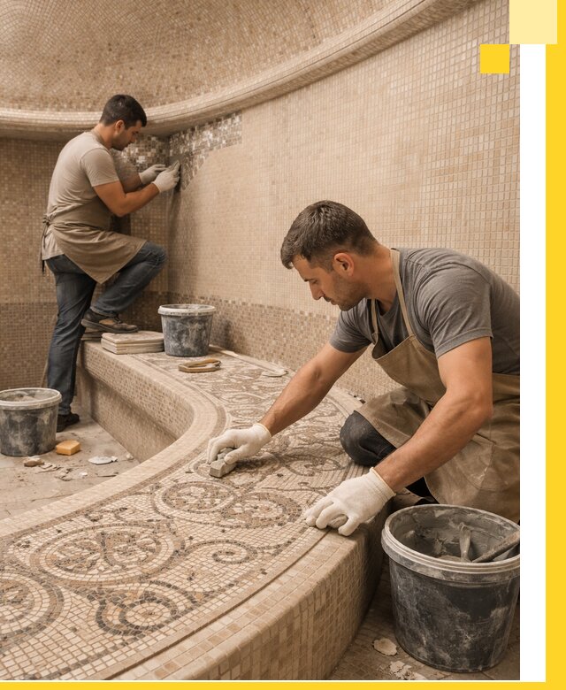 Плитка для хамама в Дмитрах, укладка, подбор и поставка