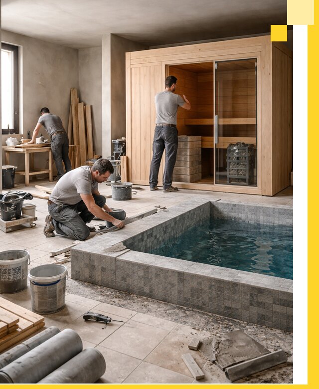 SPA зоны под ключ с бассейном сауной и печью в Дмитрах